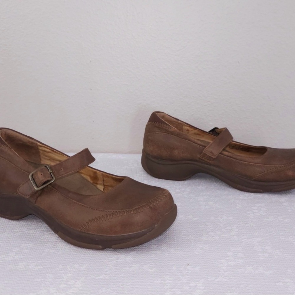 Dansko Kate distressed leather upper Mary Jane clogs